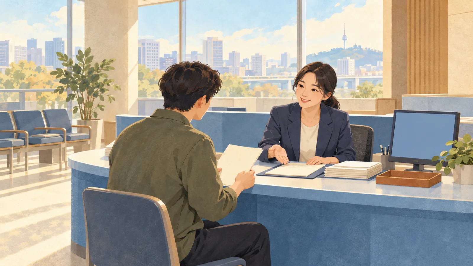 고용센터 실업급여 안내 창구 모습입니다.