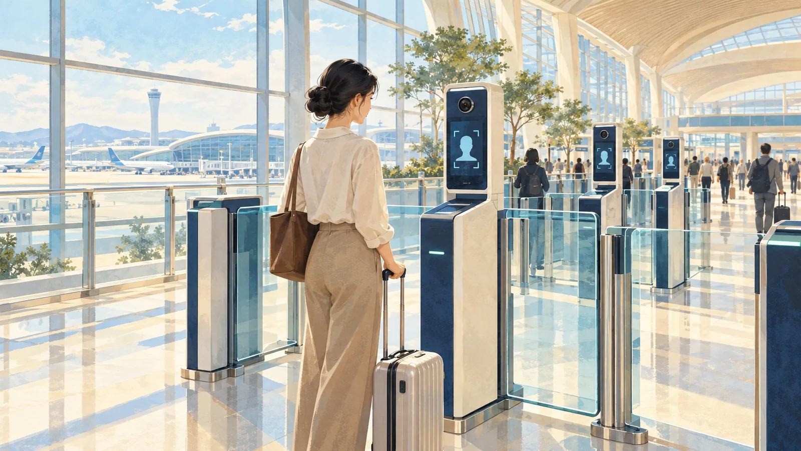 인천공항 스마트패스 얼굴인증 전용 출국장 모습입니다.